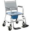 Rolling Shower Chair, Bedside Commode Wheelchair with Padded Seat, Backrest, for Seniors, Disabled, 300 lbs, Gray