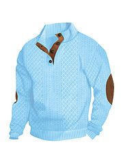 Stand Collar Long Sleeve Jacquard Knitted Pullover Sweater (Option: Sky Blue-5XL)
