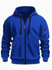 Zipper Hooded Sweatshirt Men's Sports Casual Cardigan Coat (Option: Sapphire Blue-M)